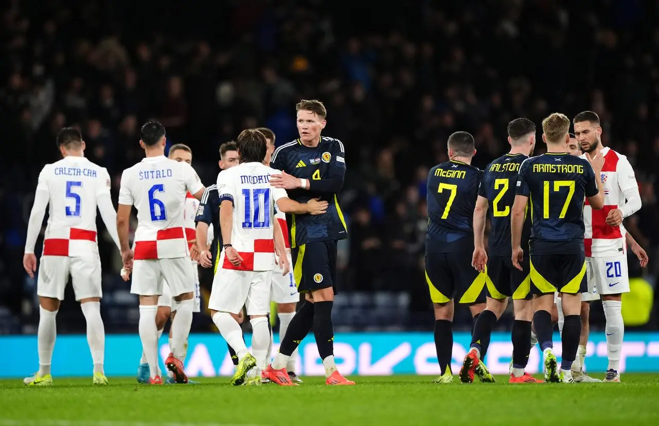 Scotland and Croatia players shake hands