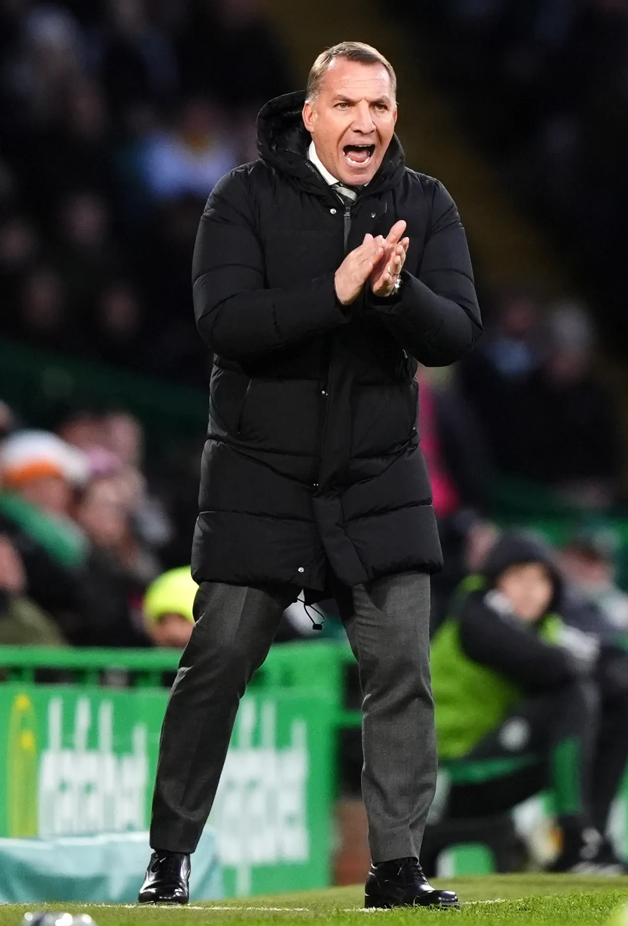 Celtic manager Brendan Rodgers gestures on the touchline