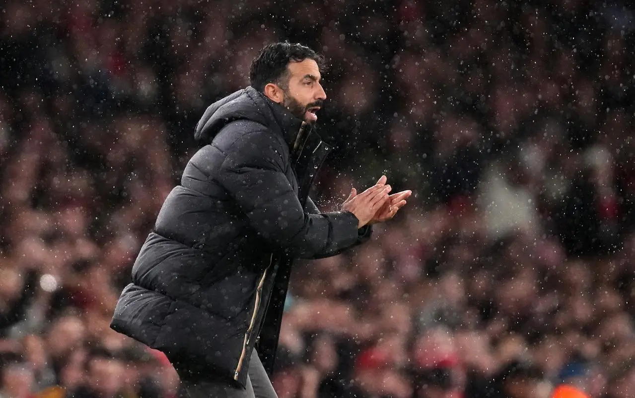 Ruben Amorim gives instructions from the sideline