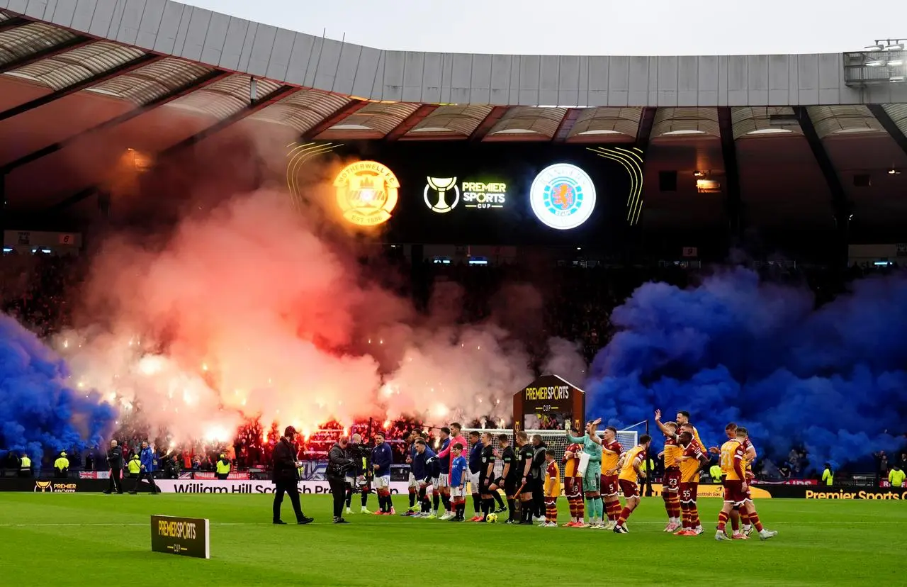 Rangers fans set off flares