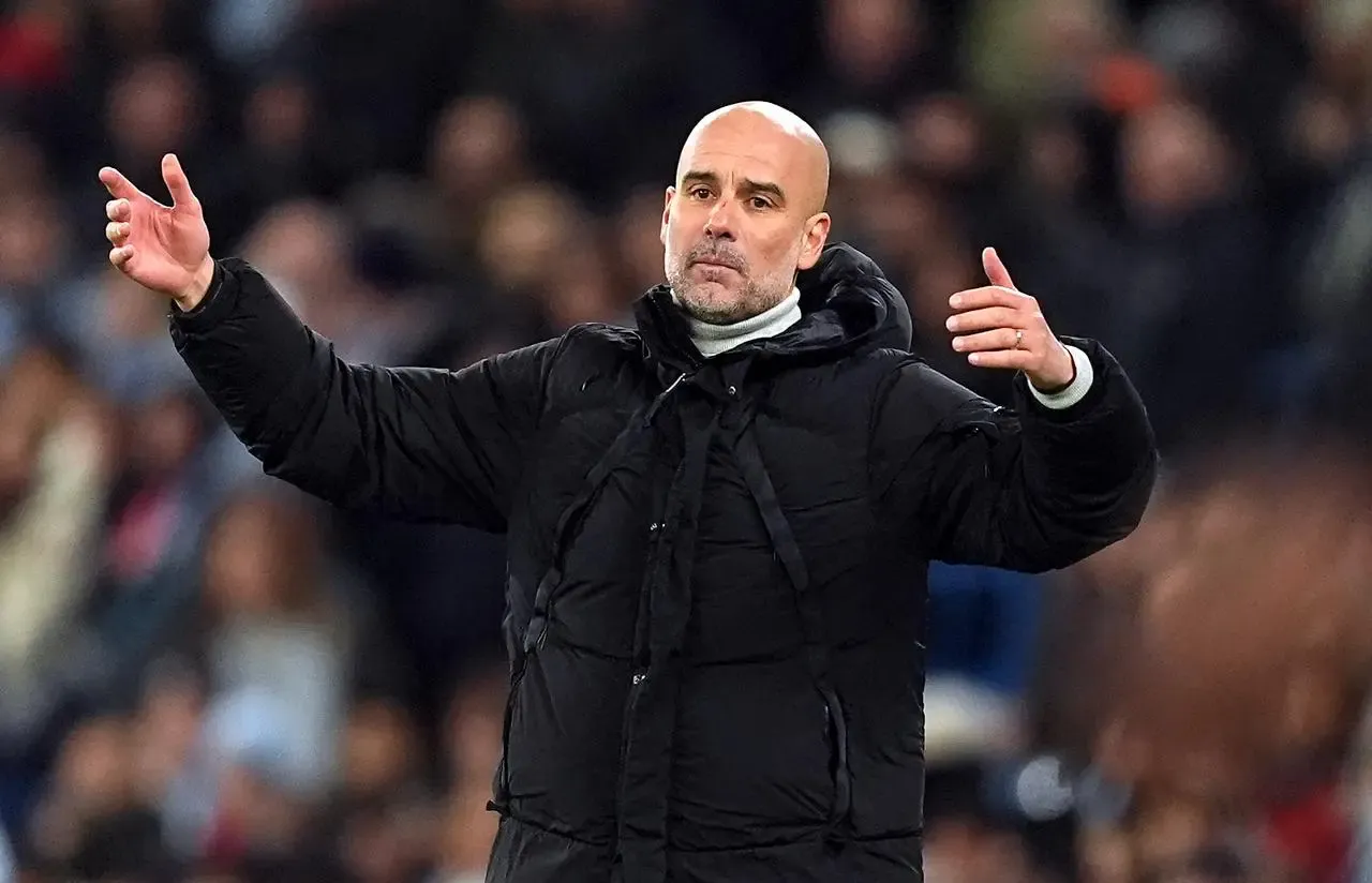 Manchester City manager Pep Guardiola looks frustrated during the UEFA Champions League, game against Feyenoord