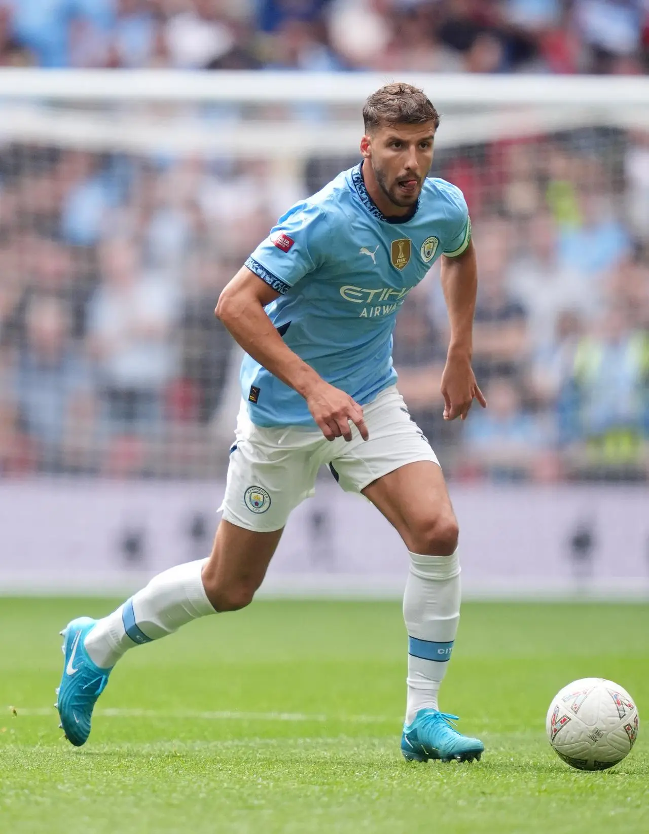 Manchester City’s Ruben Dias in possession during a game