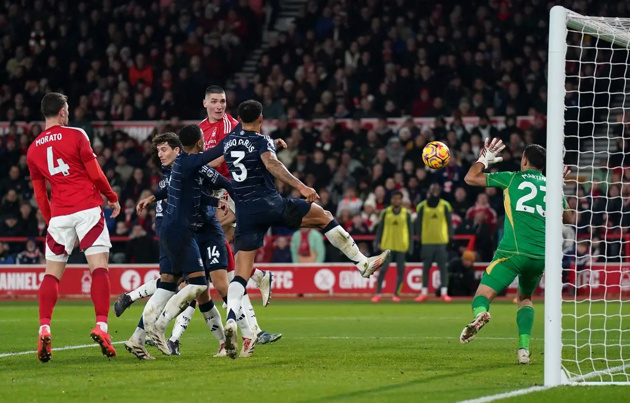 Nikola Milenkovic heads home Nottingham Forest's equaliser