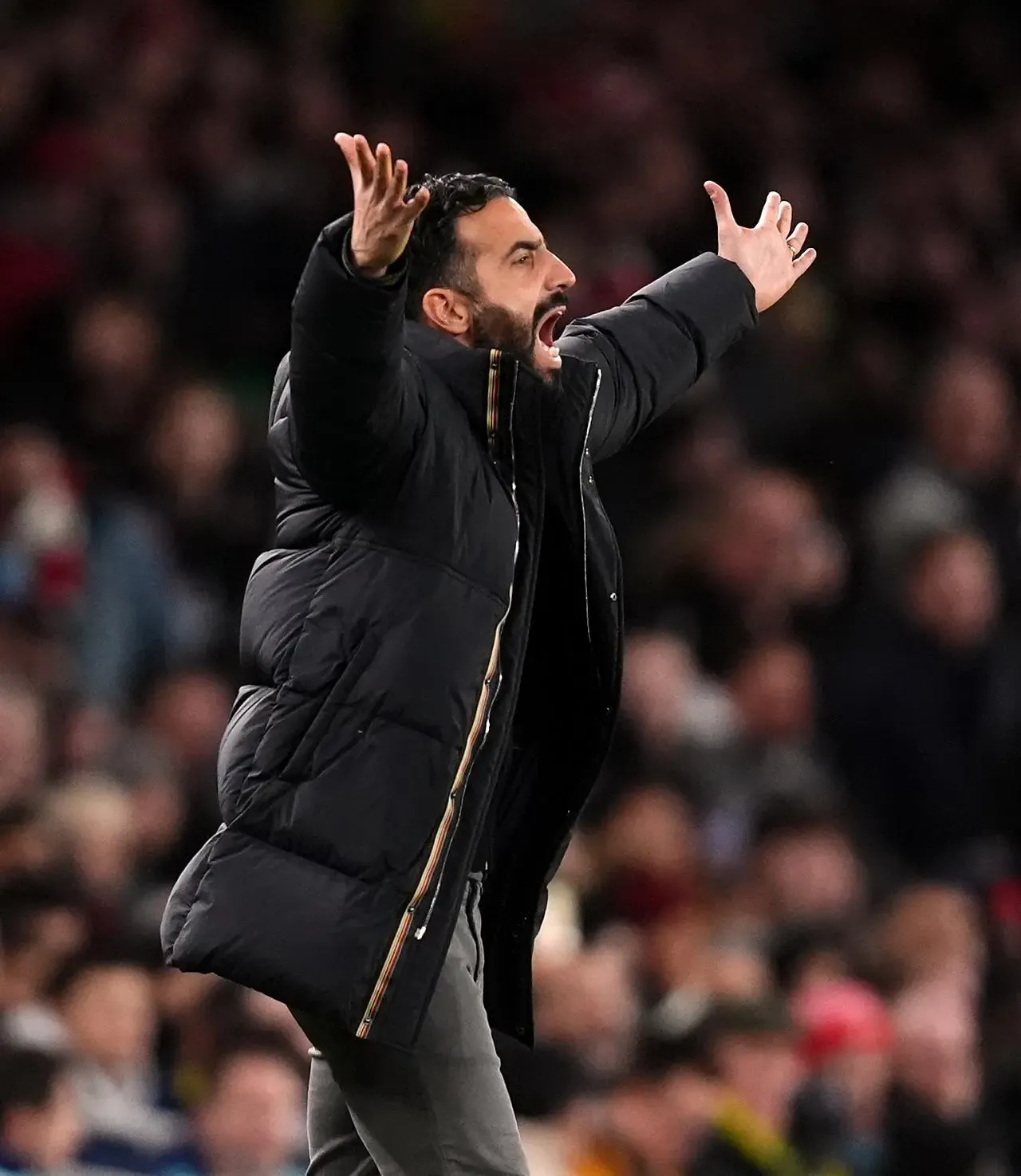 Ruben Amorim gestures on the touchline