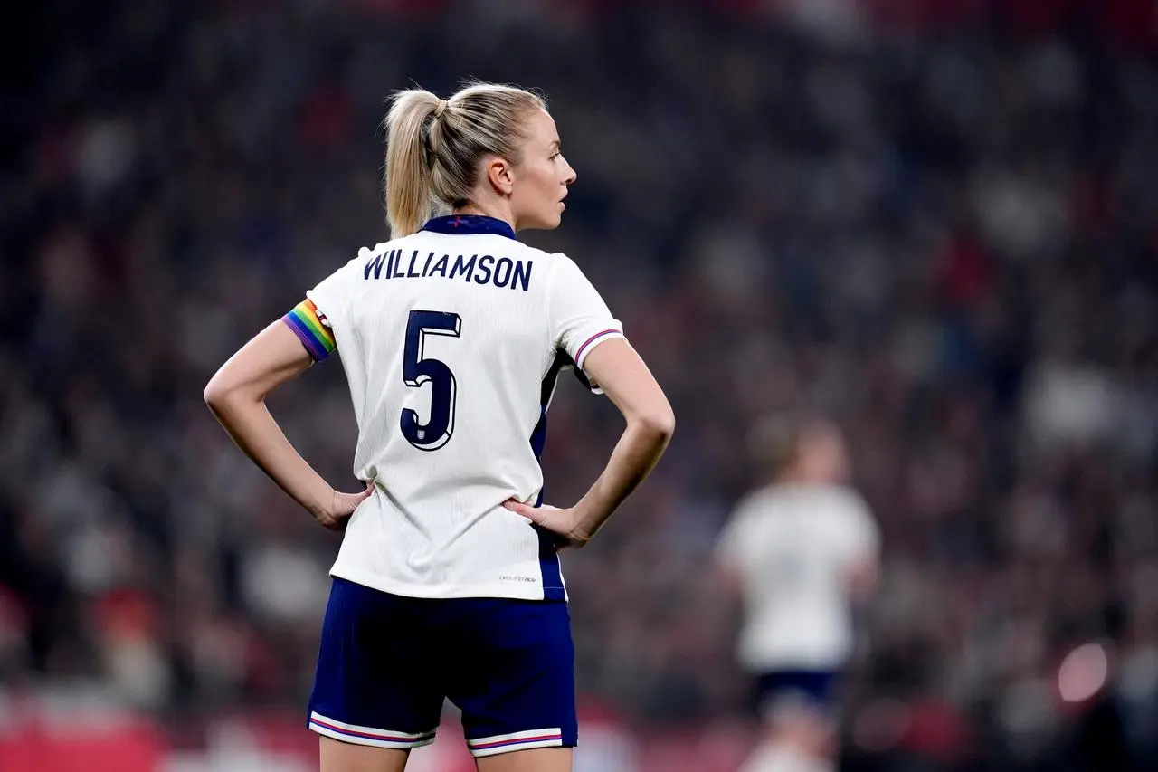 England skipper Leah Williamson during an international friendly against the United States at Wembley