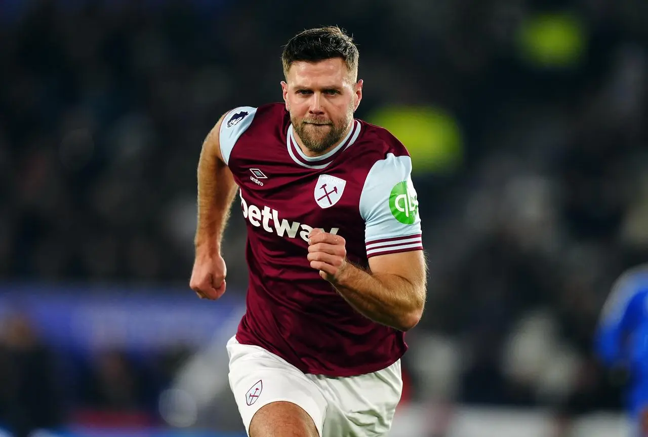 West Ham forward Niclas Fullkrug during the Premier League match at Leicester