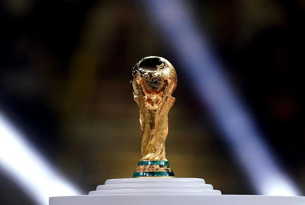 Photo of the World Cup trophy at the 2022 final in Lusail, Qatar