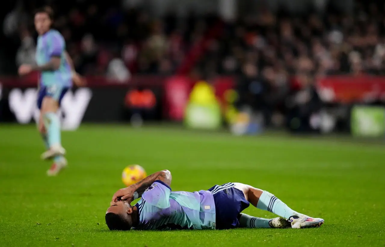 Gabriel Jesus lies on the floor injured