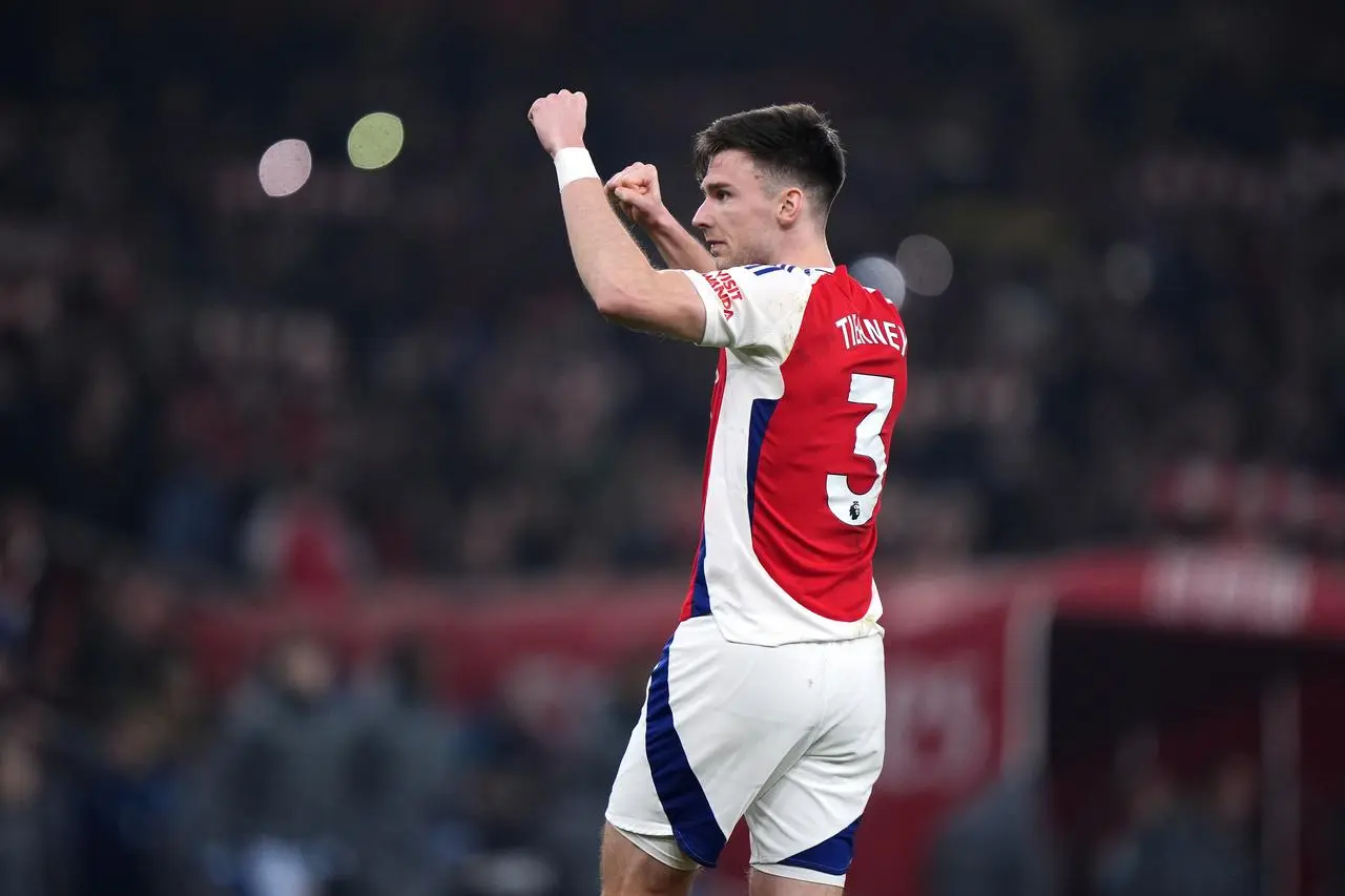 Kieran Tierney salutes the Arsenal fans