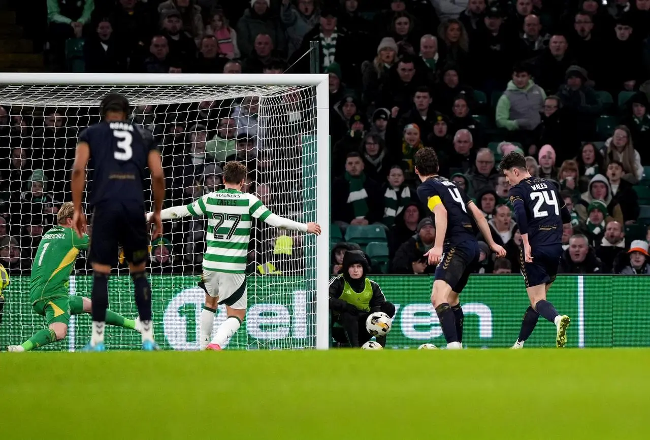 Bobby Wales, right, scores Kilmarnock's equaliser against Celtic