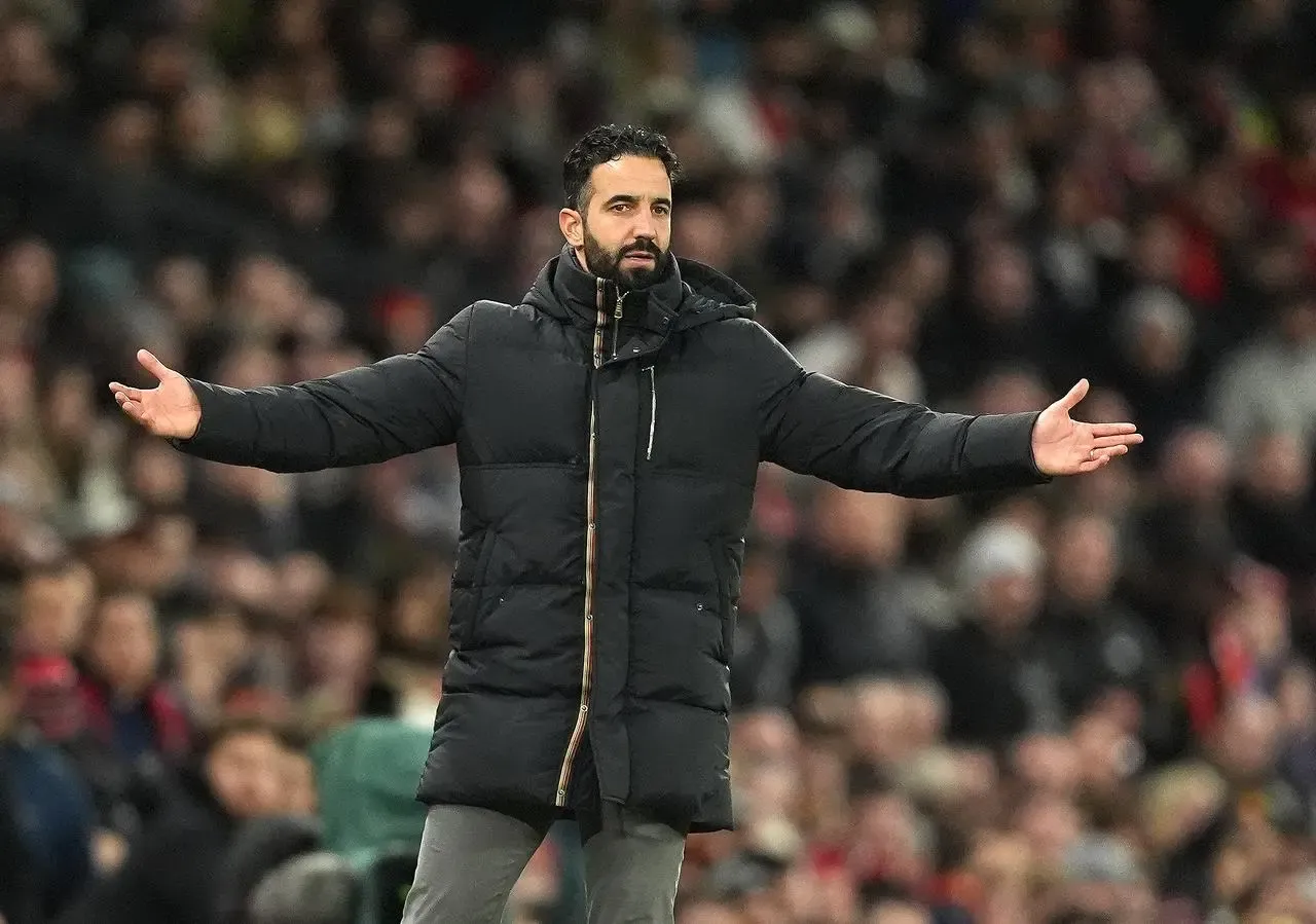 Ruben Amorim gestures on the touchline during Manchester United's defeat to Newcastle