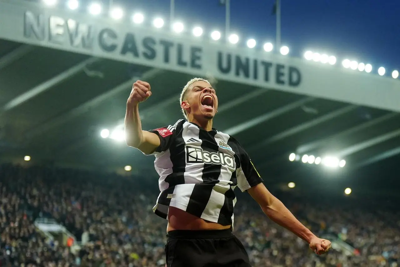 William Osula celebrates scoring for Newcastle