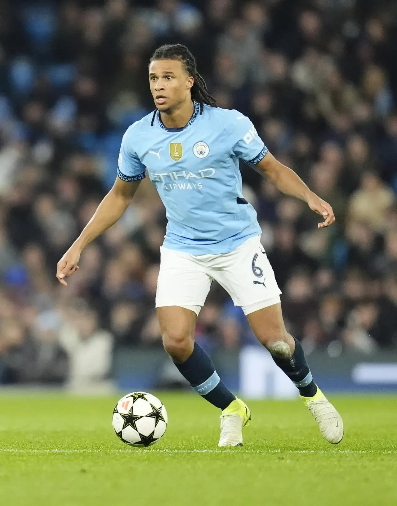 Nathan Ake on the ball during a game for Manchester City