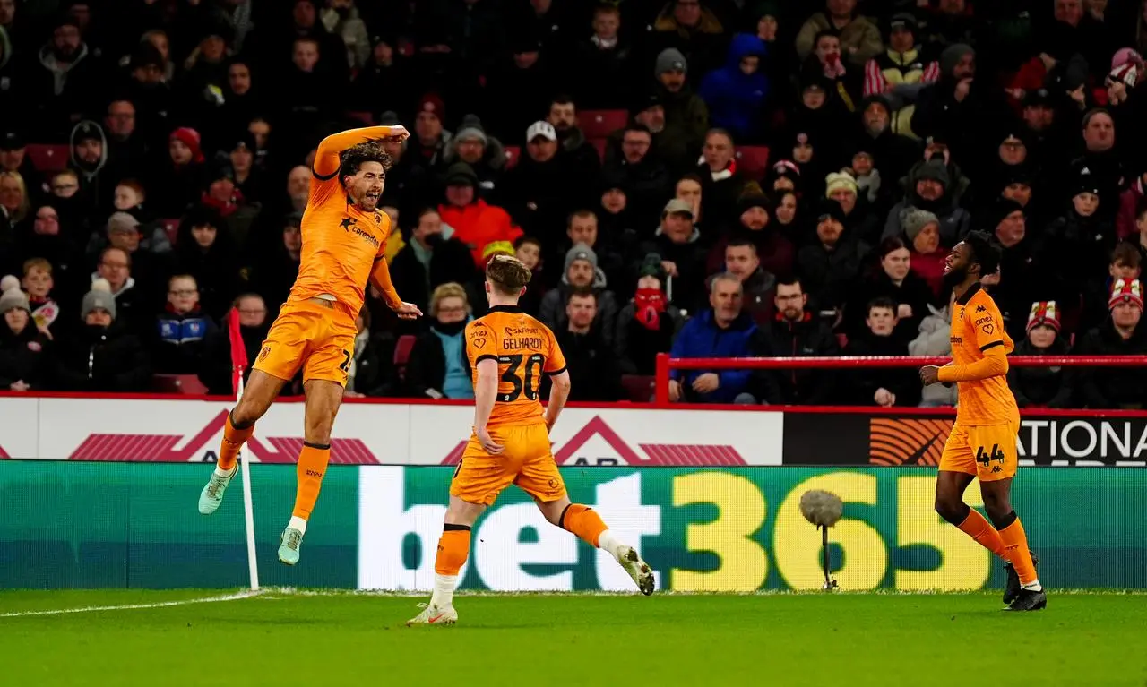 Matt Crooks celebrates scoring for Hull at Sheffield United (Mike Egerton/PA)