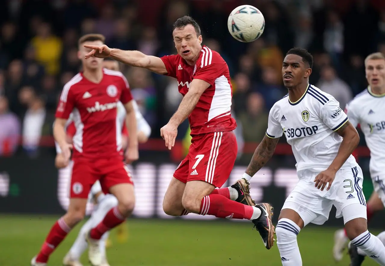 Shaun Whalley playing for Accrington against Leeds