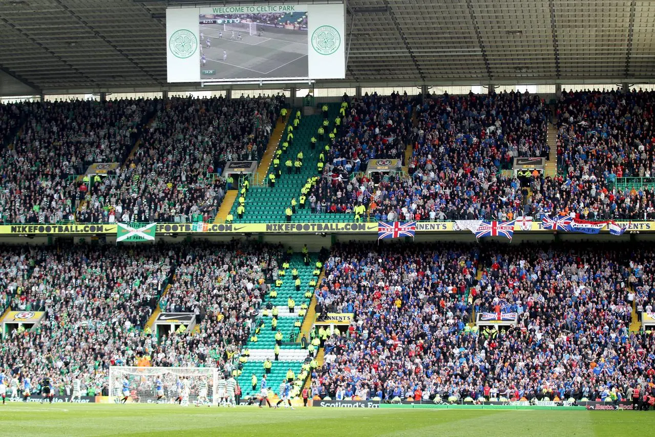 Rangers and Celtic fans at Celtic Park