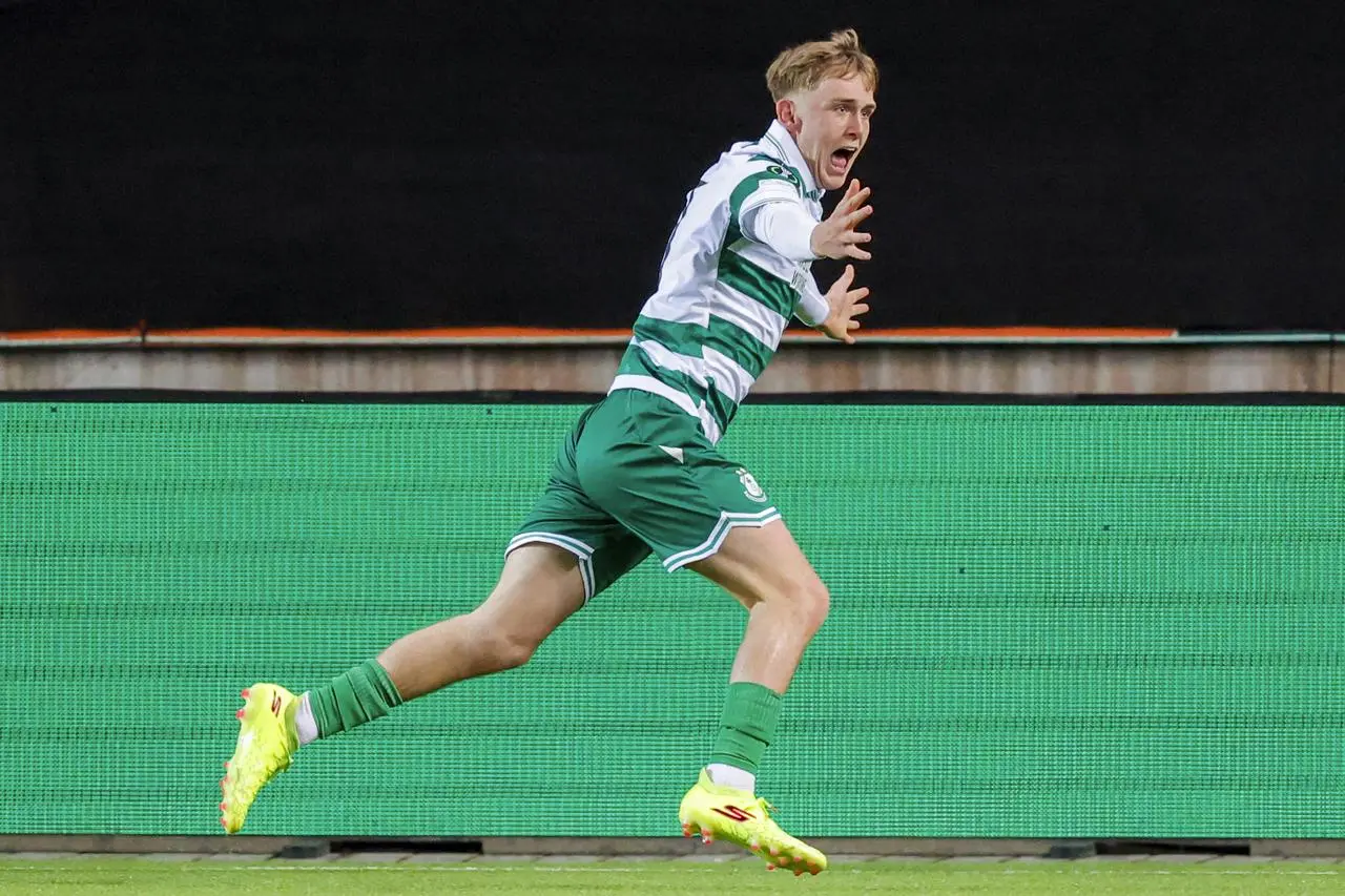 Shamrock Rovers’ Michael Noonan celebrates after scoring in the Conference League against Molde