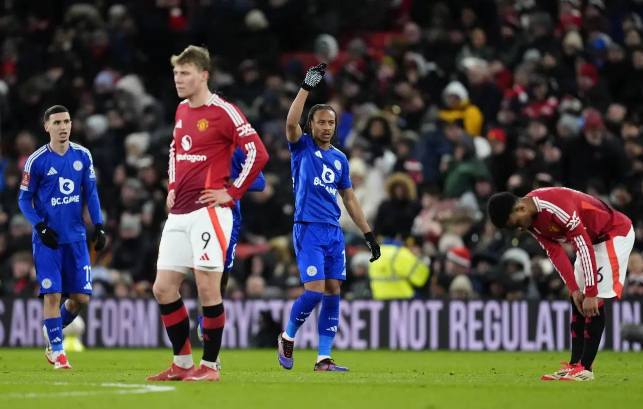 Leicester players celebrate the opener