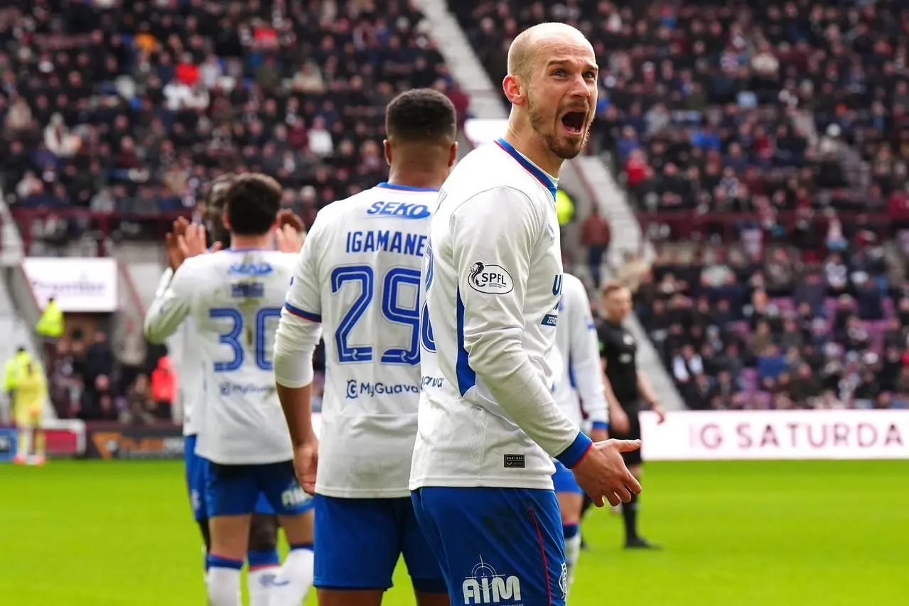 Rangers’ Vaclav Cerny celebrates his goal 