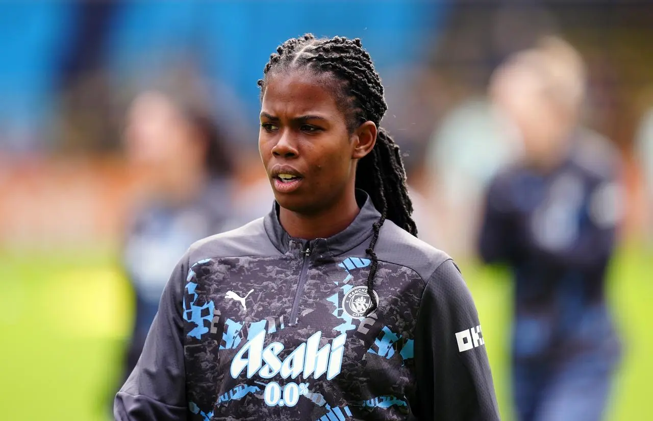 Manchester City’s Khadija Shaw warms up before a WSL match