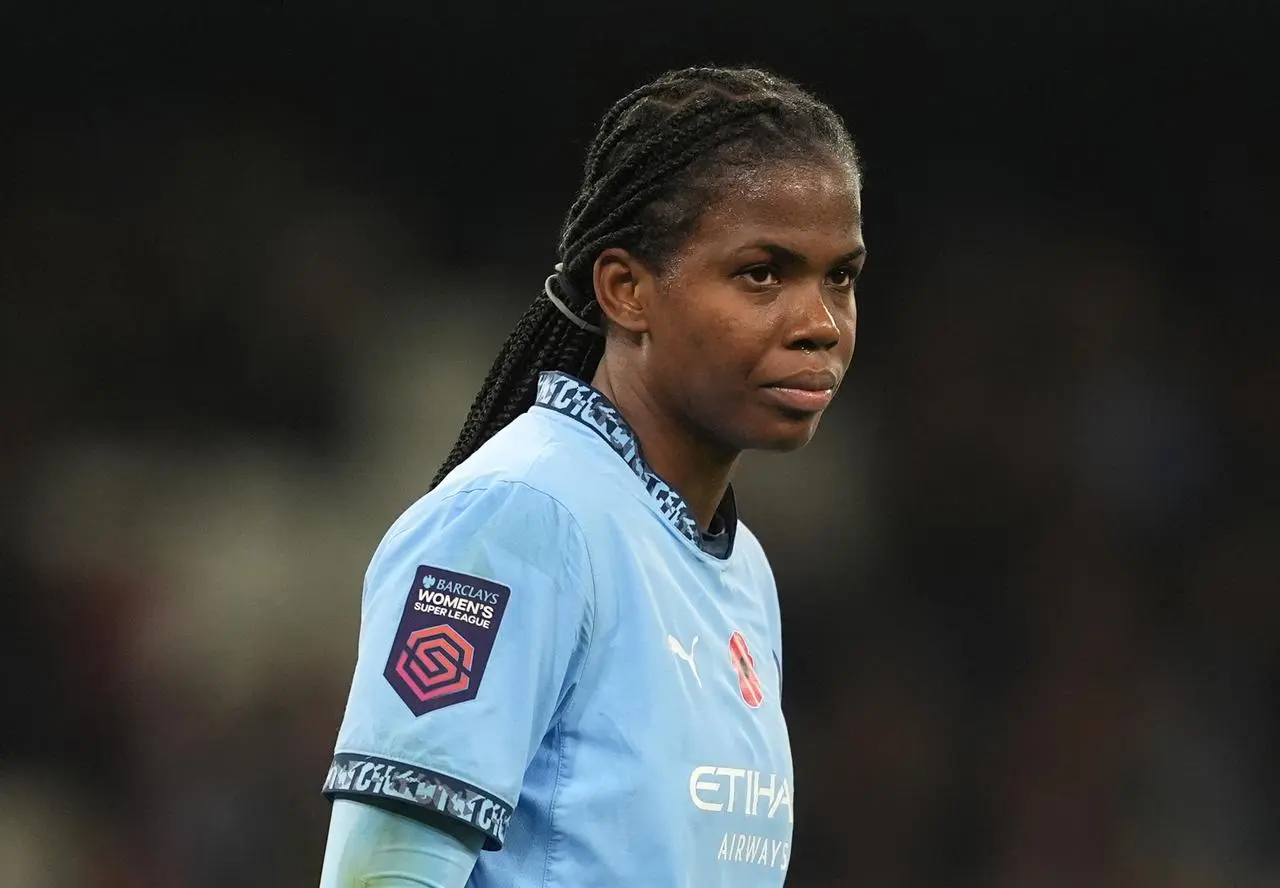 Manchester City’s Khadija Shaw during the Women’s Super League match against Tottenham at Etihad Stadium