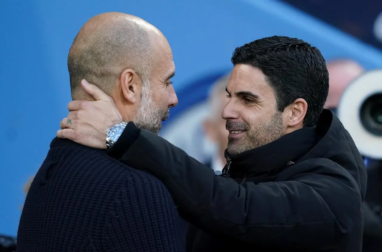 Pep Guardiola and Mikel Arteta file photo