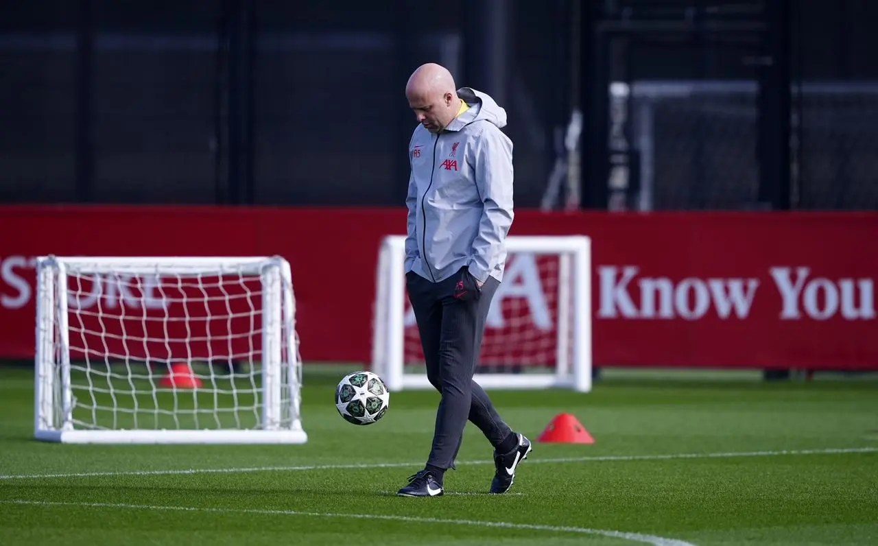 Liverpool manager Arne Slot during a training session