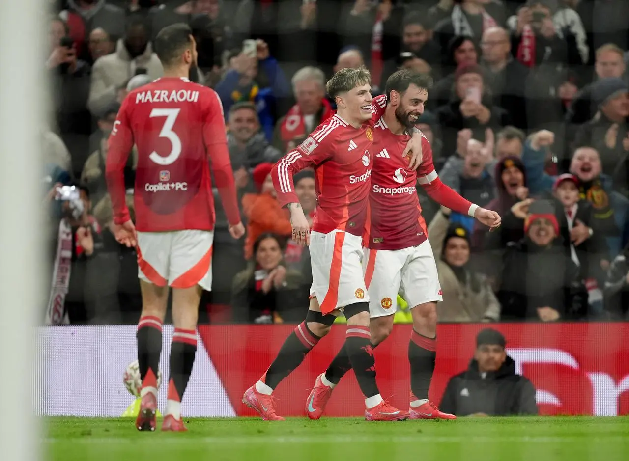 Manchester United’s Bruno Fernandes celebrates scoring