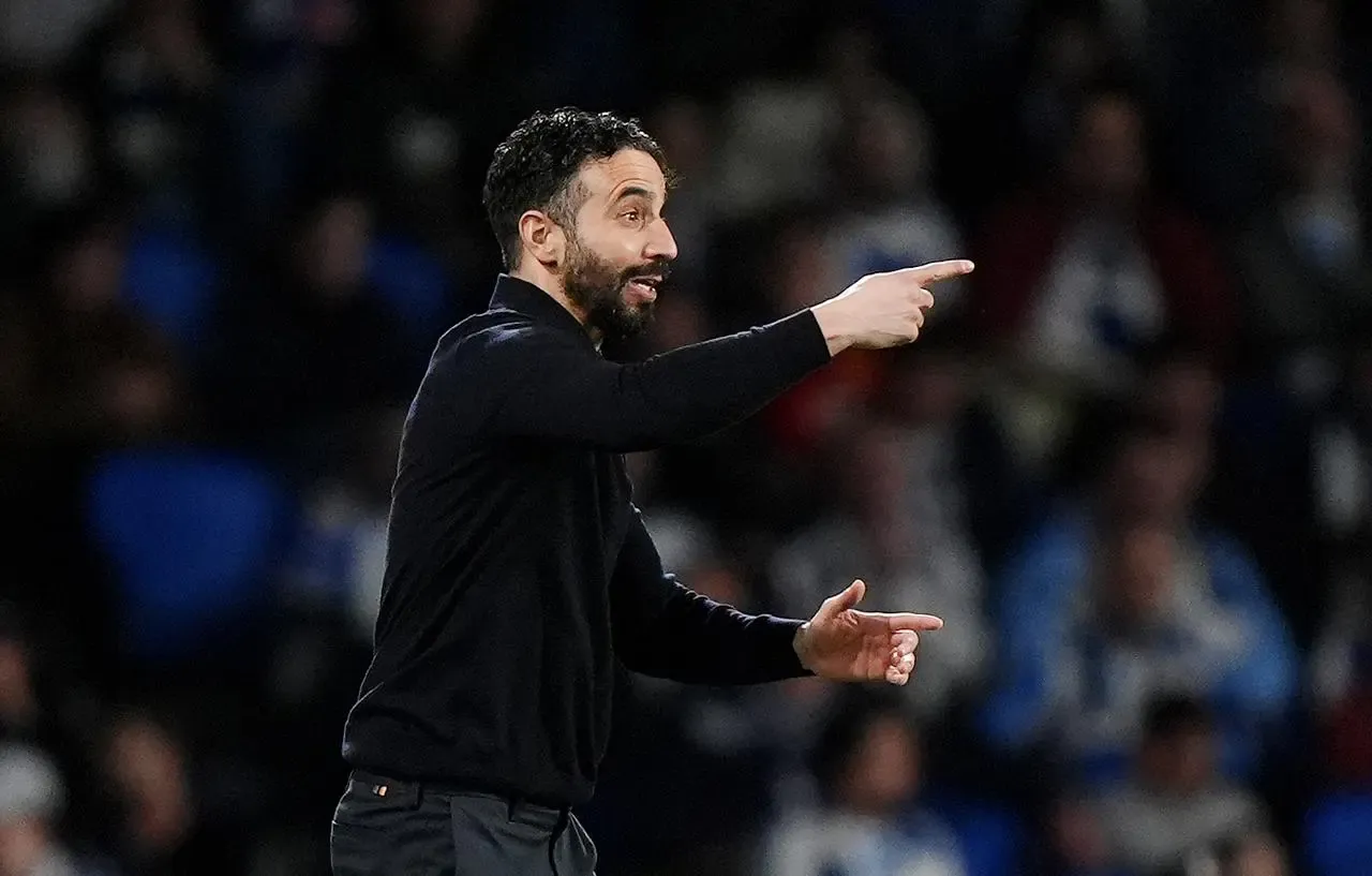 United manager Ruben Amorim gestures on the touchline (Bradley Collyer/PA)