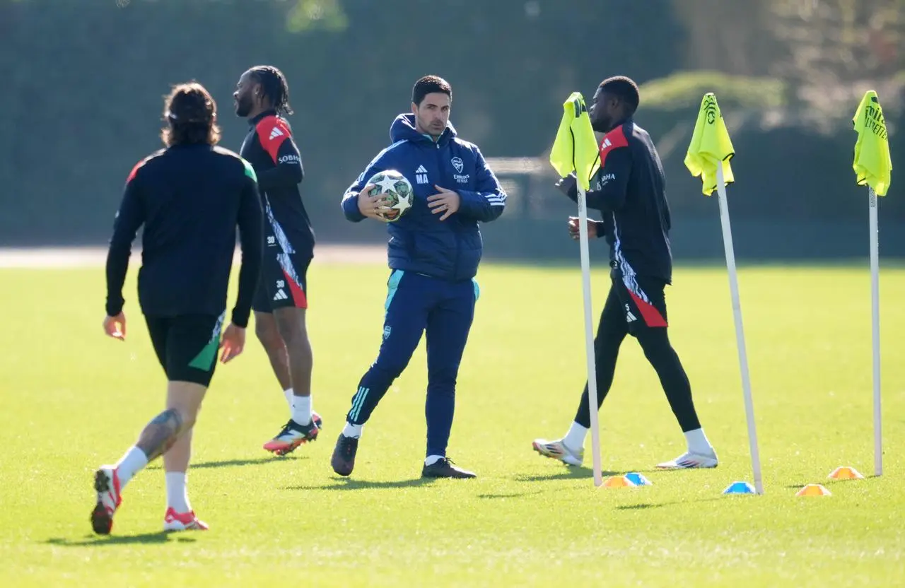 Arsenal manager Mikel Arteta during a training session on Monday 