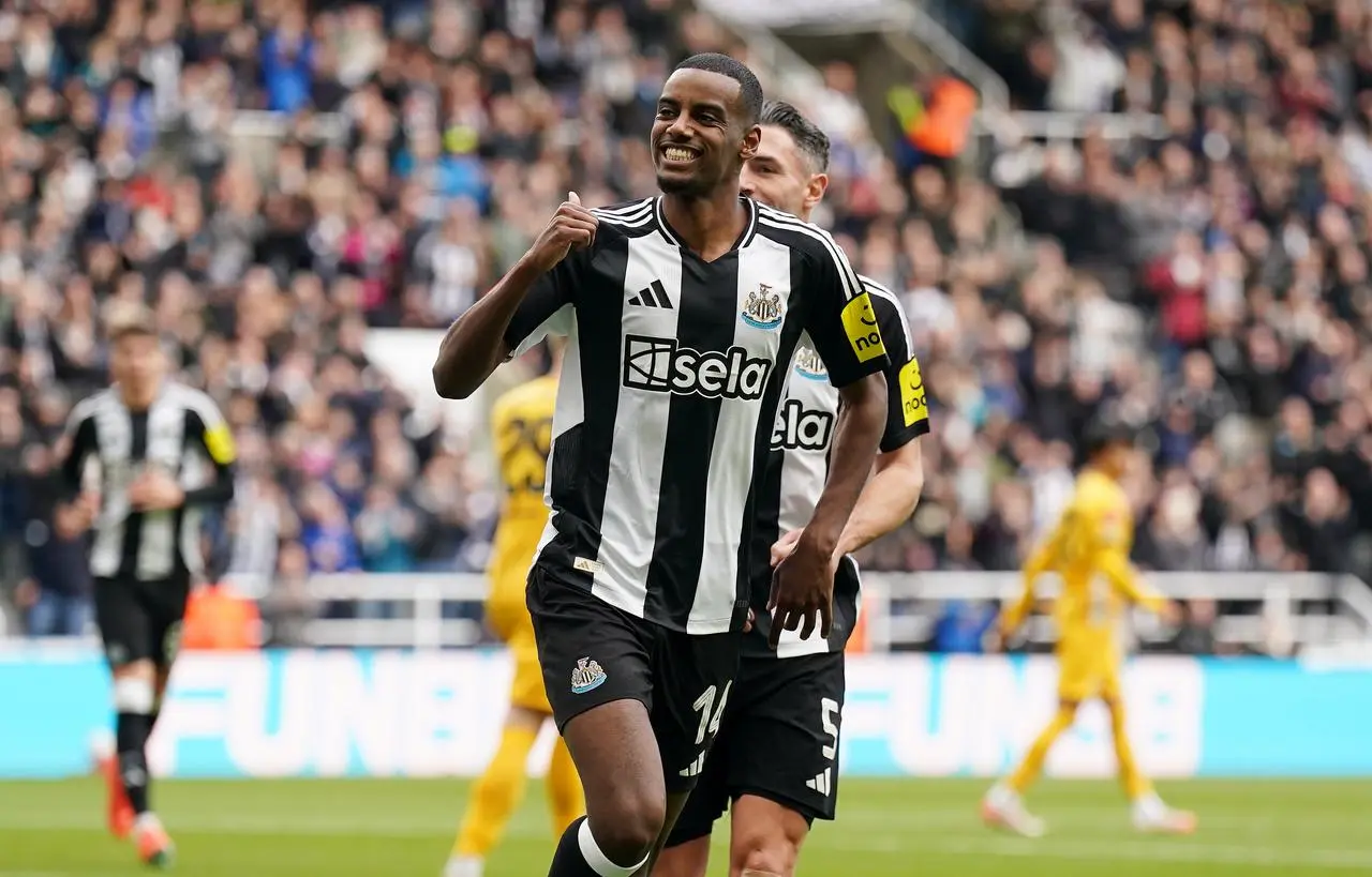 Newcastle United’s Alexander Isak celebrates scoring their side’s first goal of the game during the Emirates FA Cup fifth round match at St James’ Park, Newcastle.