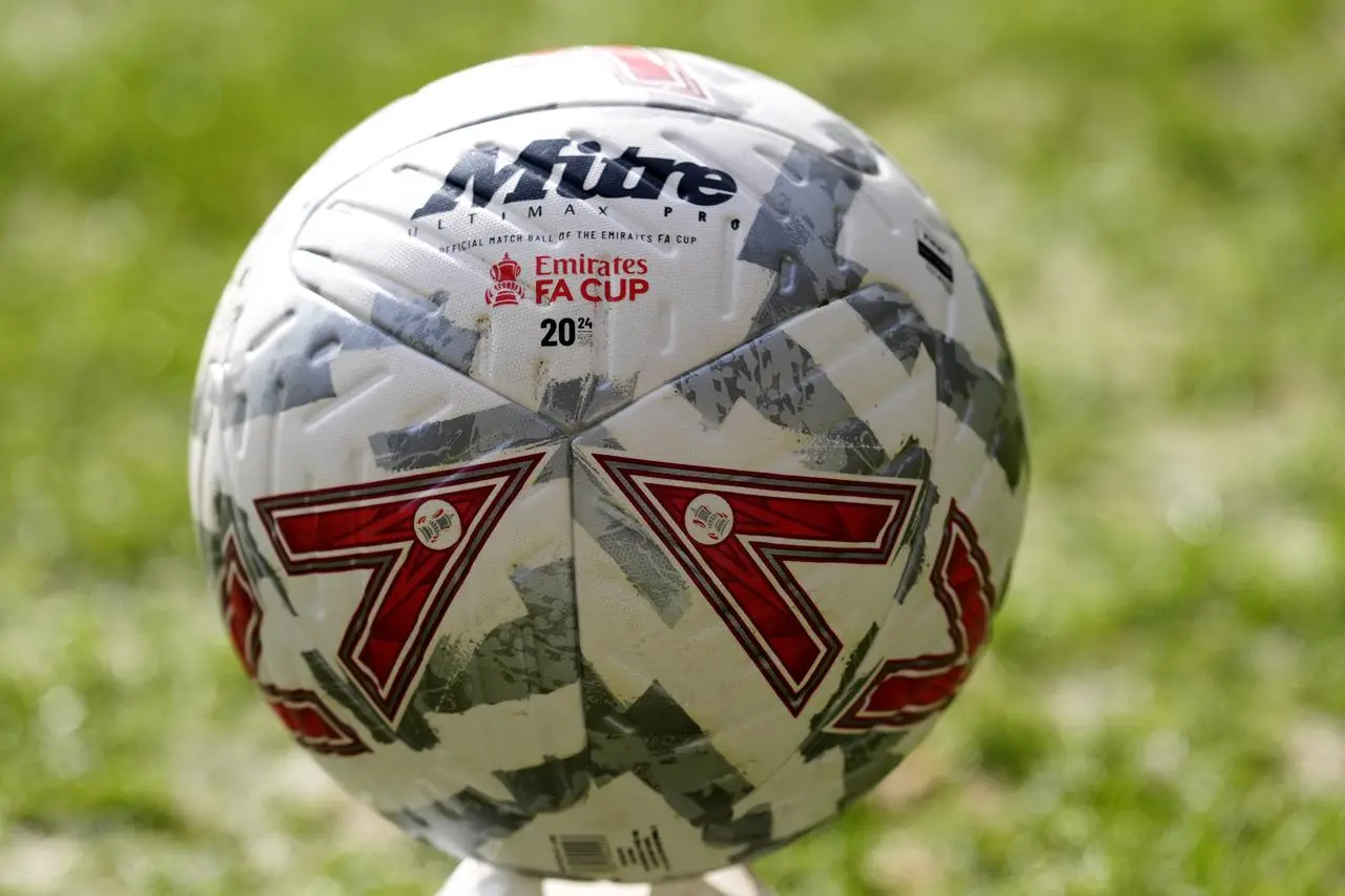 An official FA Cup matchball pictured on the turf