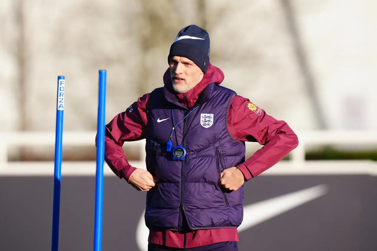 England manager Thomas Tuchel during a training session at St George’s Park