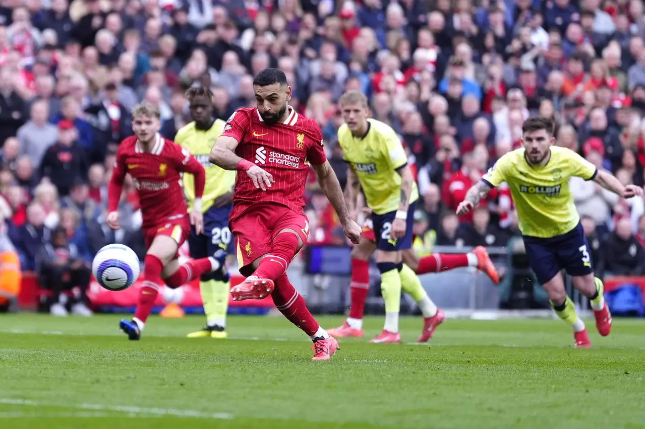 Mohamed Salah takes a penalty