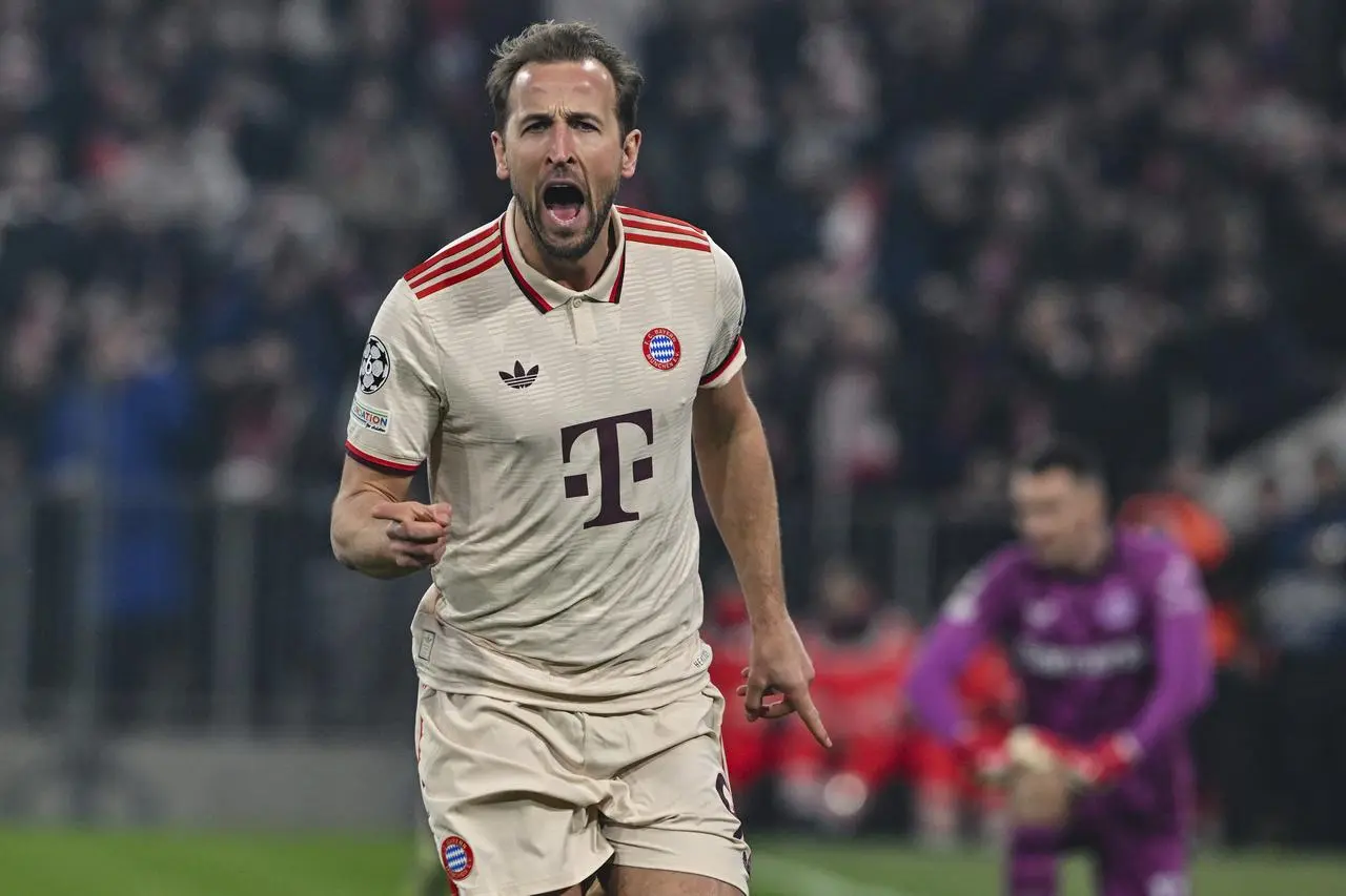 Harry Kane celebrates after scoring the opening goal