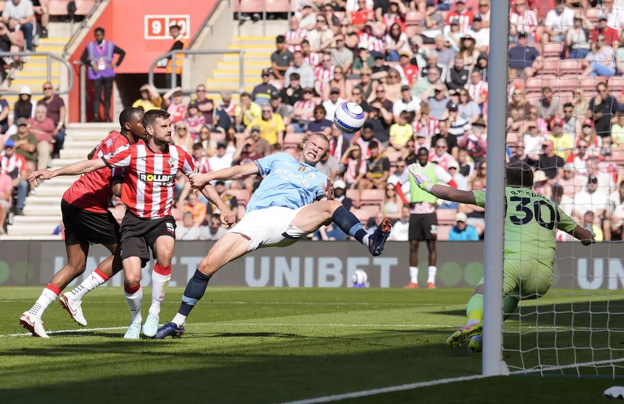 Erling Haaland strikes at goal