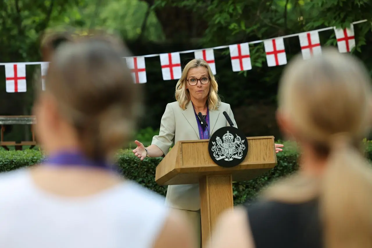 Sarina Wiegman speaks at a reception at Number 10 