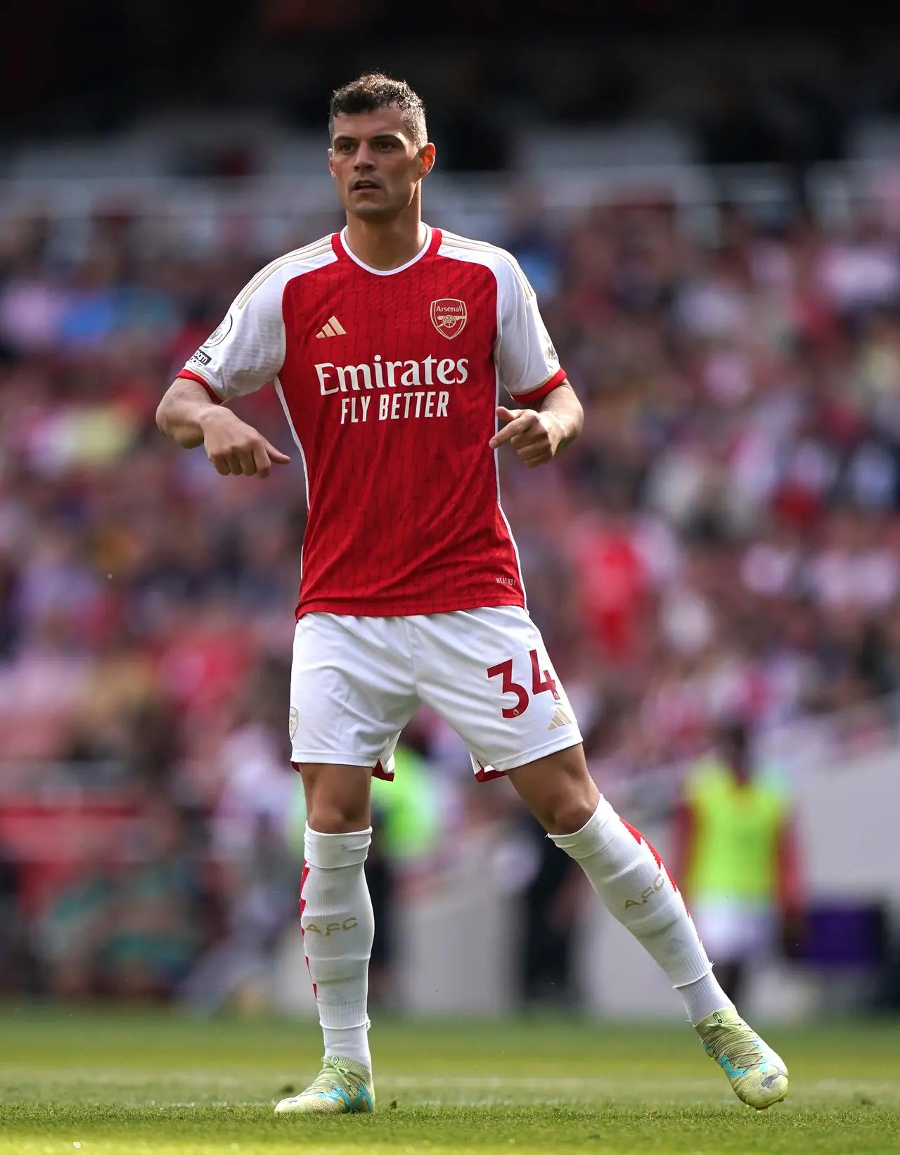 Arsenal’s Granit Xhaka during a Premier League match against Wolves