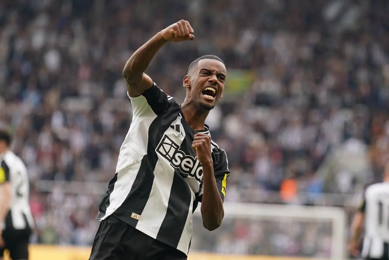 Newcastle’s Alexander Isak celebrates scoring against Ipswich