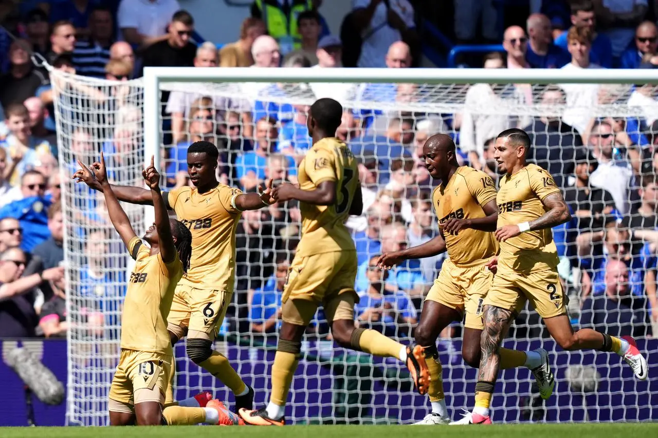 Eberechi Eze celebrates scoring for Crystal Palace before the goal was ruled out by VAR