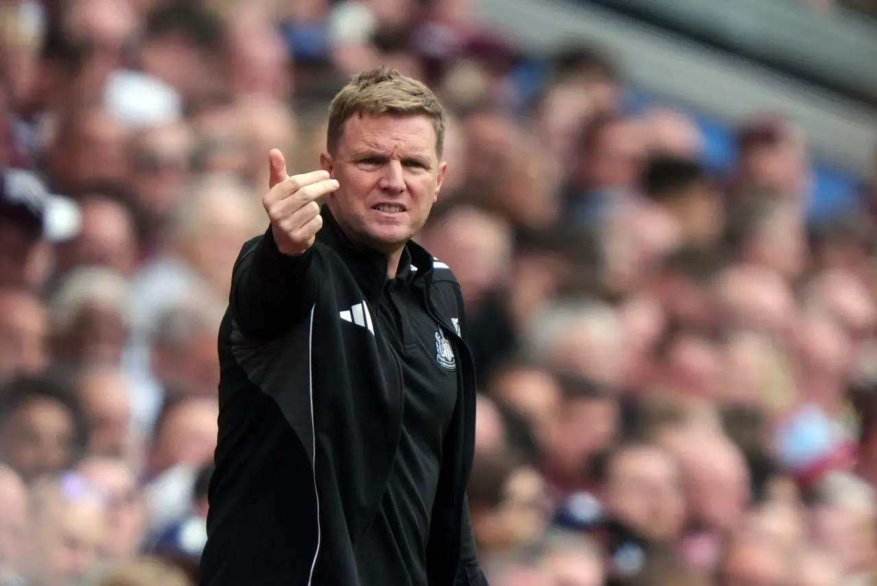Newcastle head coach Eddie Howe during the Premier League match at Aston Villa