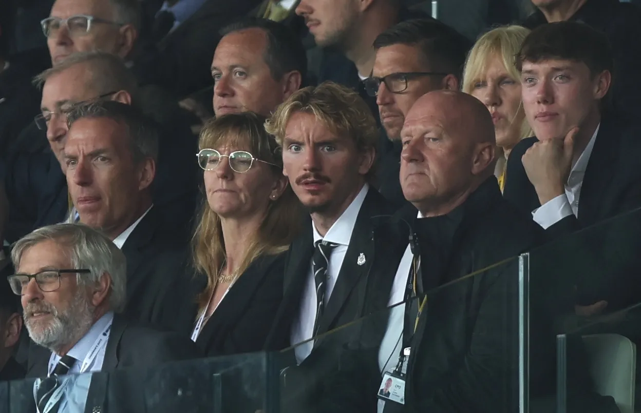 New Newcastle signing Nick Woltemade watches from the stands at Elland Road