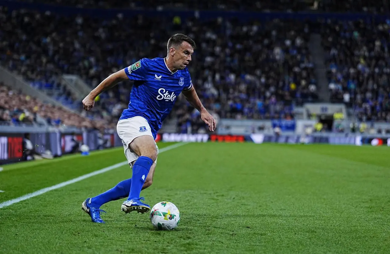 Everton’s Seamus Coleman on the ball during the Carabao Cup second round match against Mansfield