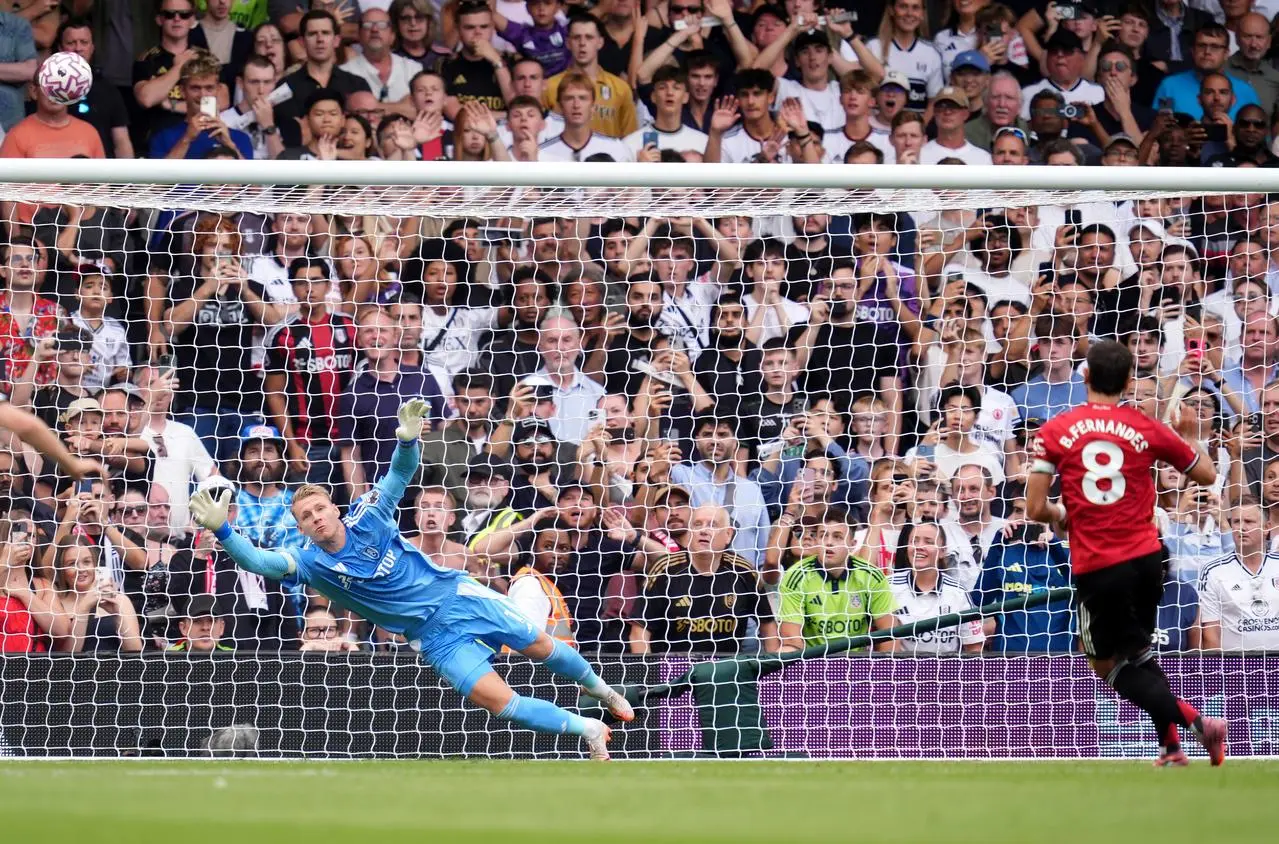 Bruno Fernandes blazes his penalty over the crossbar