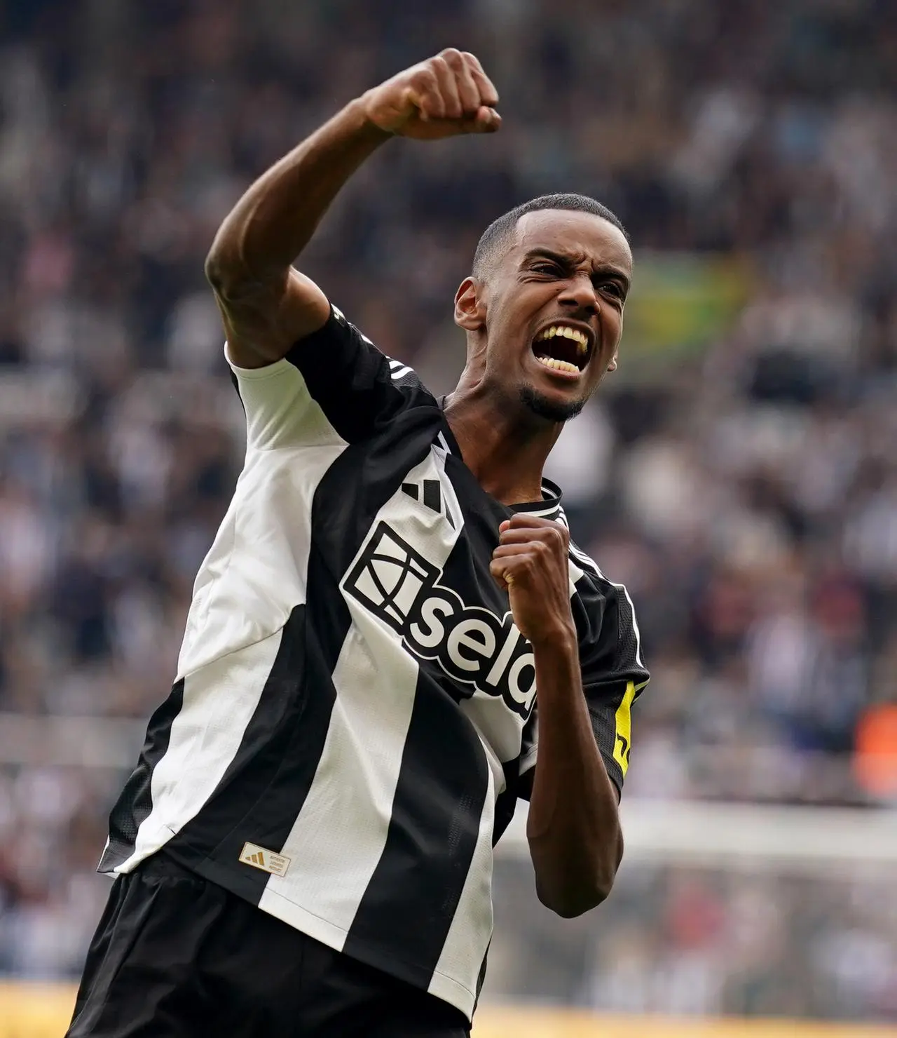 Alexander Isak celebrates scoring a goal for Newcastle
