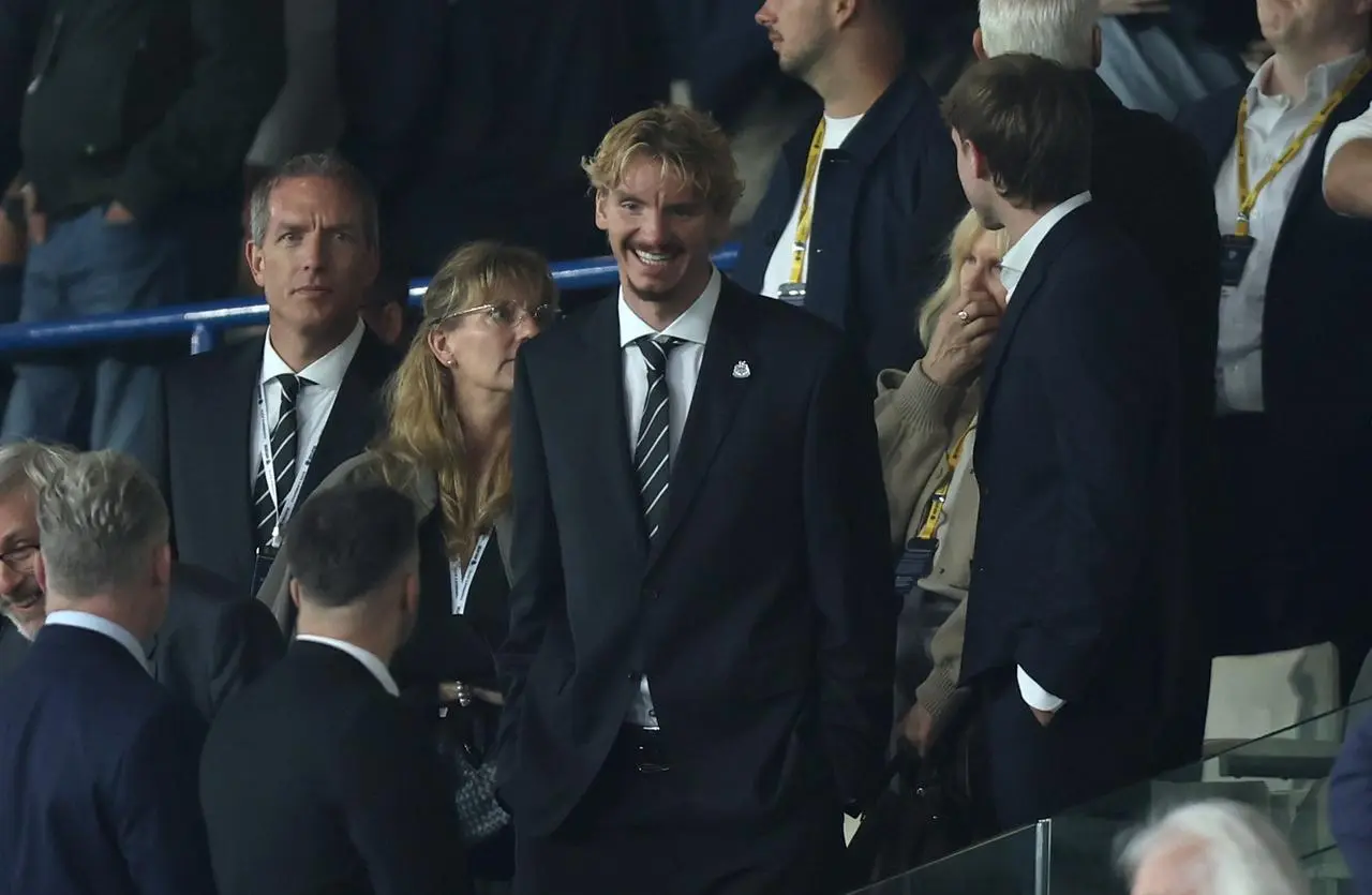 Nick Woltemade watches Newcastle from the stands at Elland Road