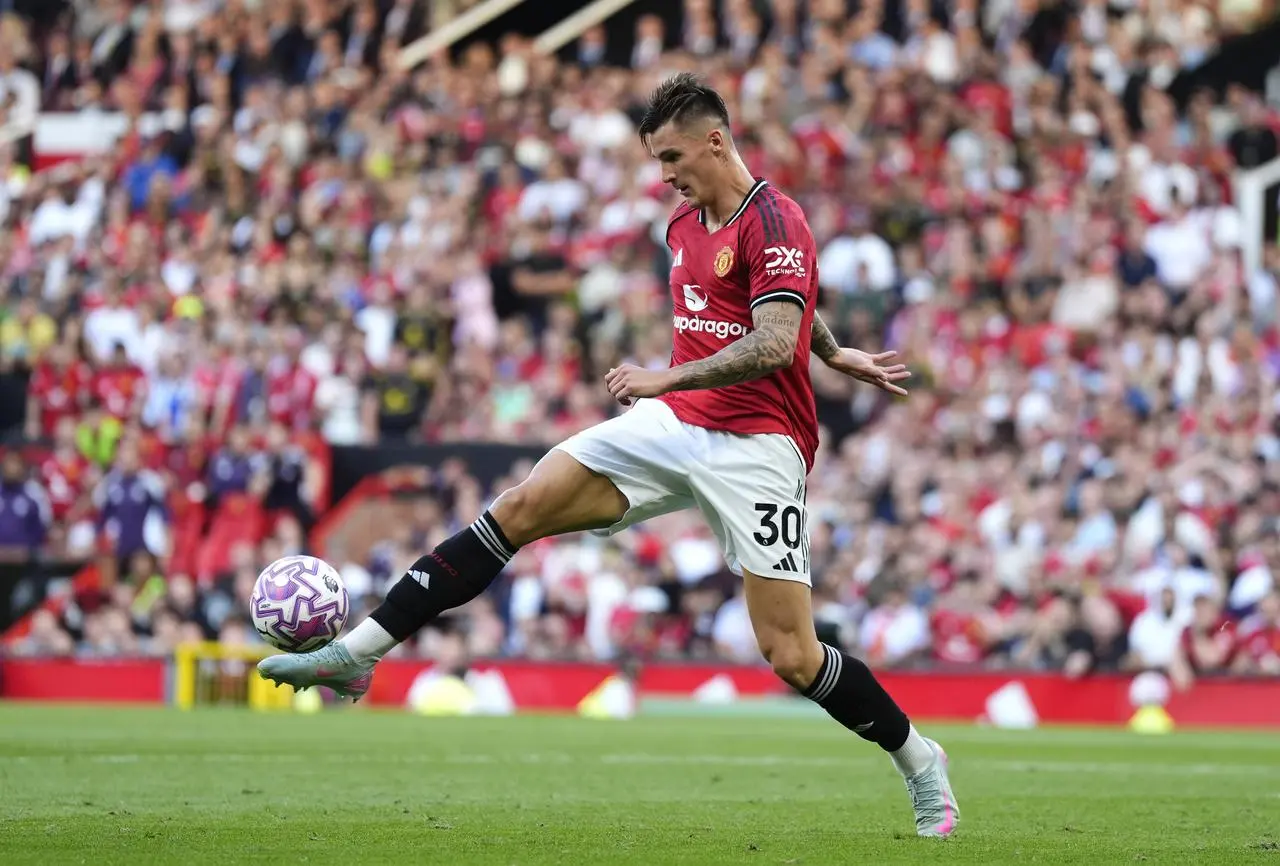 Manchester United’s Benjamin Sesko in action against Arsenal