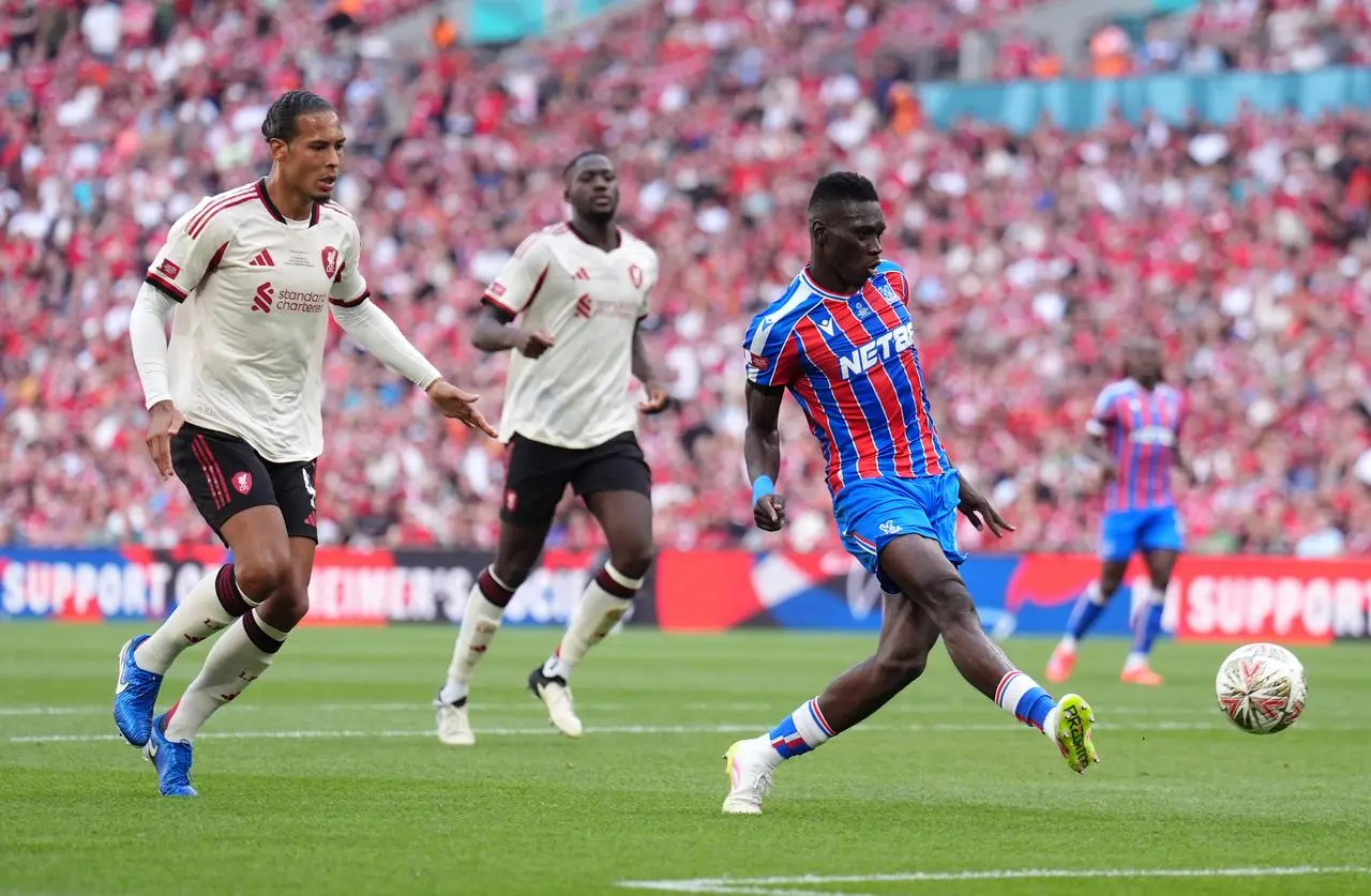 Ismaila Sarr scores Palace's second-half equaliser, which took the match to penalties