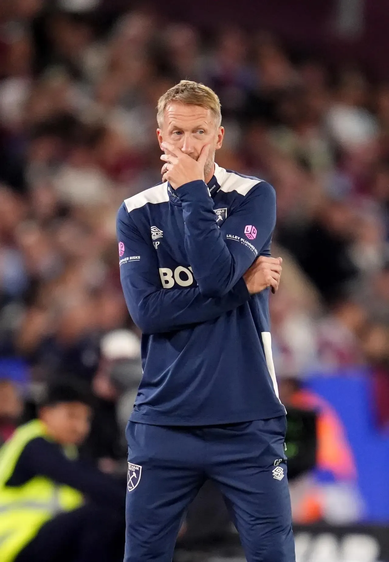 Graham Potter looking dejected after the heavy defeat