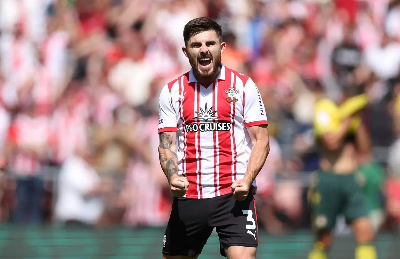 Ryan Manning celebrates his equaliser 